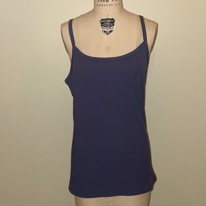 Steel blue ribbed tank top